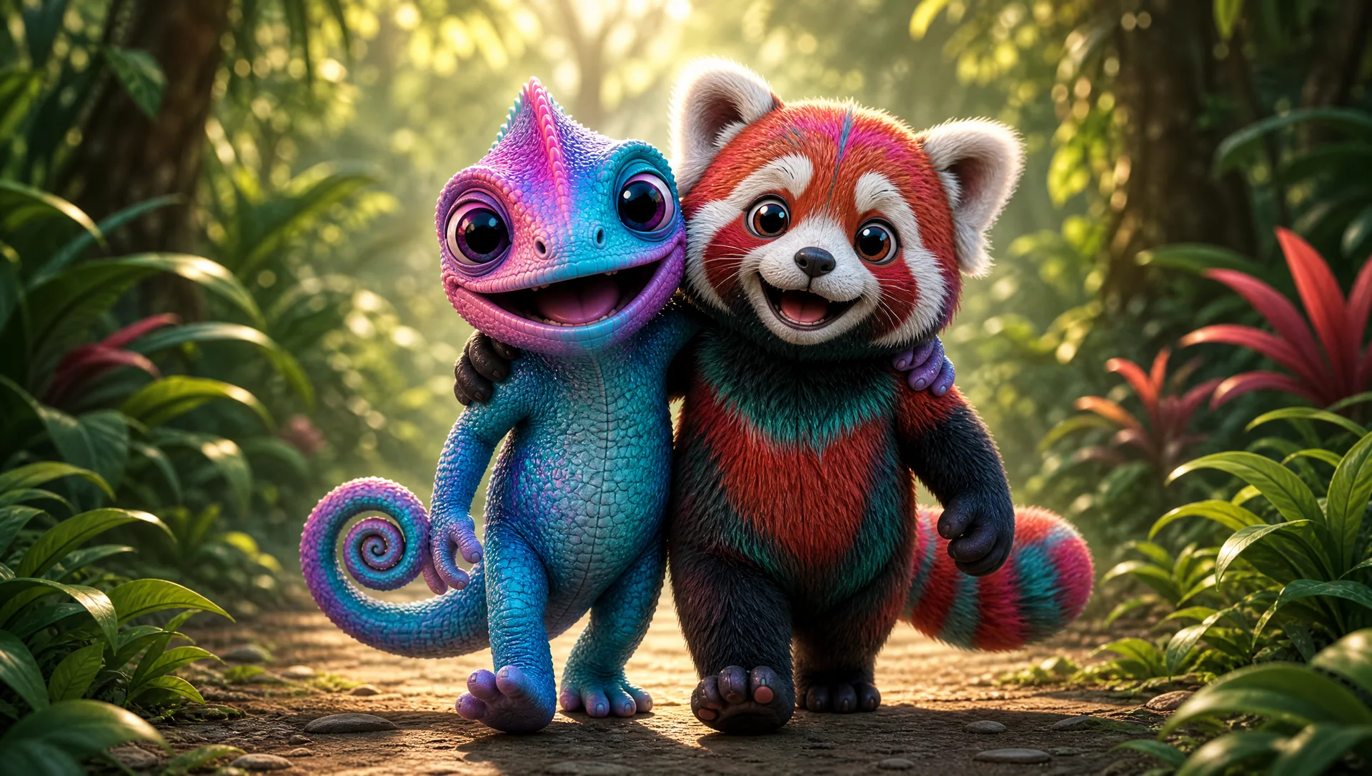 The ORVA chameleon arm in arm with the StudioBook panda — a partnership for bookings and courses